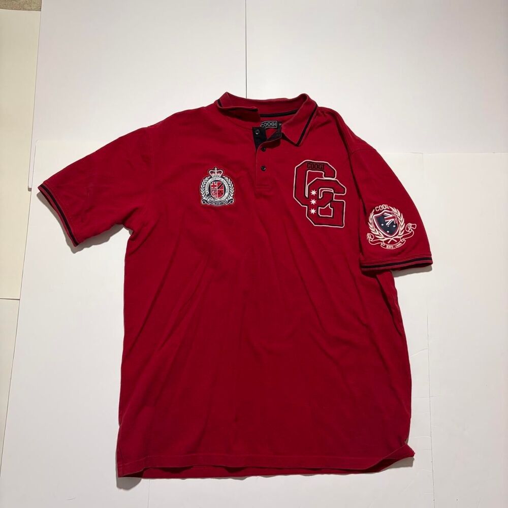 Coogi Men's Red and Burgundy Polo-shirts